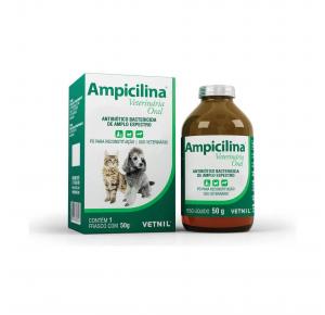 Ampicilina Veterinária Antibiótico Oral para Cães e Gatos 50gr Vetnil