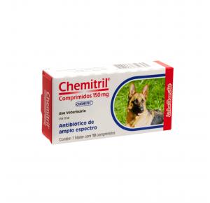 Antibiótico Chemitril para Cães 150mg com 10 comprimidos Chemitec