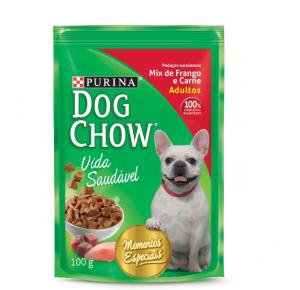 Ração Purina Dog Chow  Adultos para Cães Mix de Frango e Carne Sachê 100g