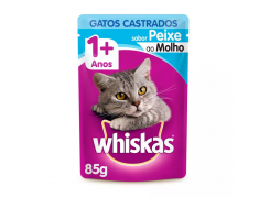 Ração Úmida Whiskas Para Gatos Castrados Sachê Sabor Peixe - 85g